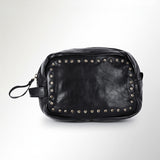 Spaghetti Western Swc200Blk Wristlet Vintage Handmade Drum Dyed Genuine European Cowhide Leather Women Bag Western Handbag Purse