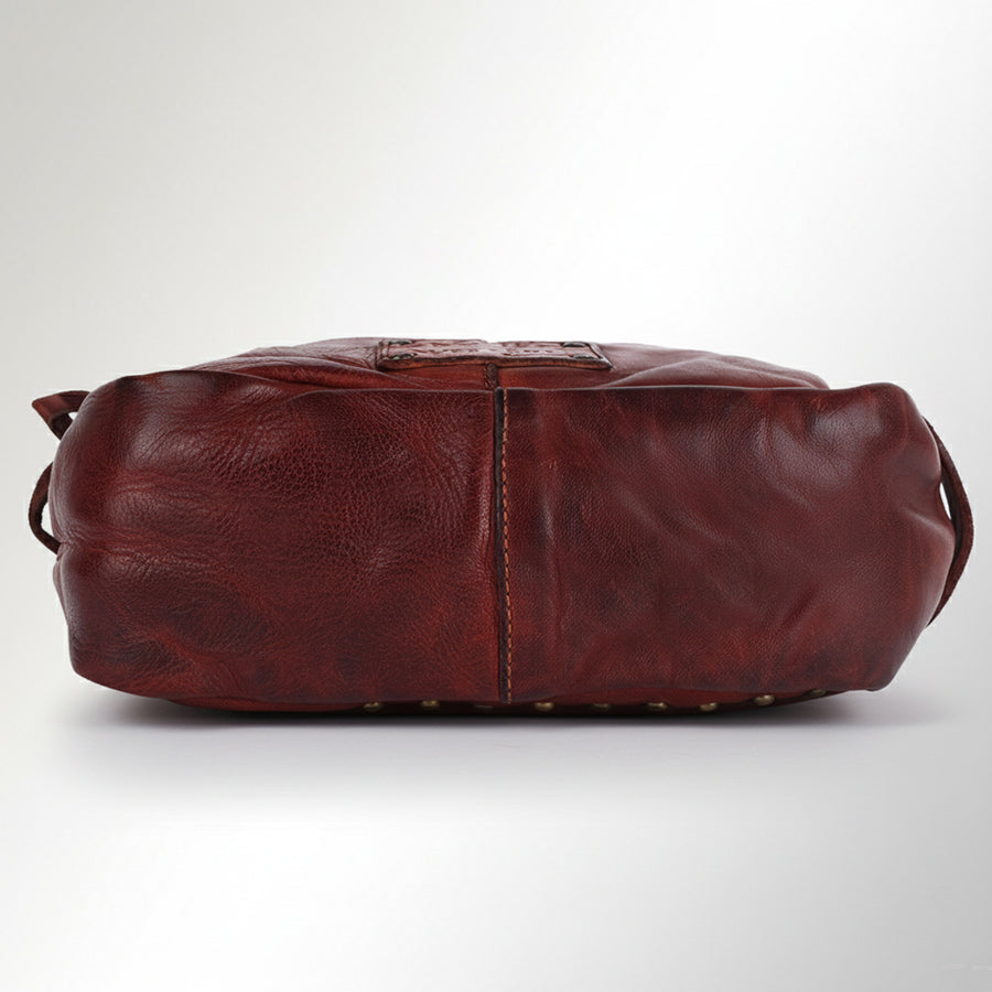 Spaghetti Western Swc200Cg Toiletry Vintage Handmade Drum Dyed Genuine European Cowhide Leather Women Bag Western Handbag Purse