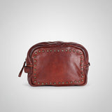 Spaghetti Western Swc200Cg Toiletry Vintage Handmade Drum Dyed Genuine European Cowhide Leather Women Bag Western Handbag Purse