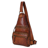 Spaghetti Western Swc191Cg Sling Vintage Handmade Drum Dyed Genuine European Cowhide Leather Women Bag Western Handbag Purse