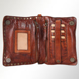 Spaghetti Western Swc195Cg Wallet Vintage Handmade Drum Dyed Genuine European Cowhide Leather Women Bag Western Handbag Purse