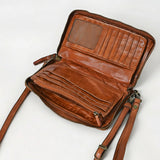 Spaghetti Western Swc195Cg Wallet Vintage Handmade Drum Dyed Genuine European Cowhide Leather Women Bag Western Handbag Purse