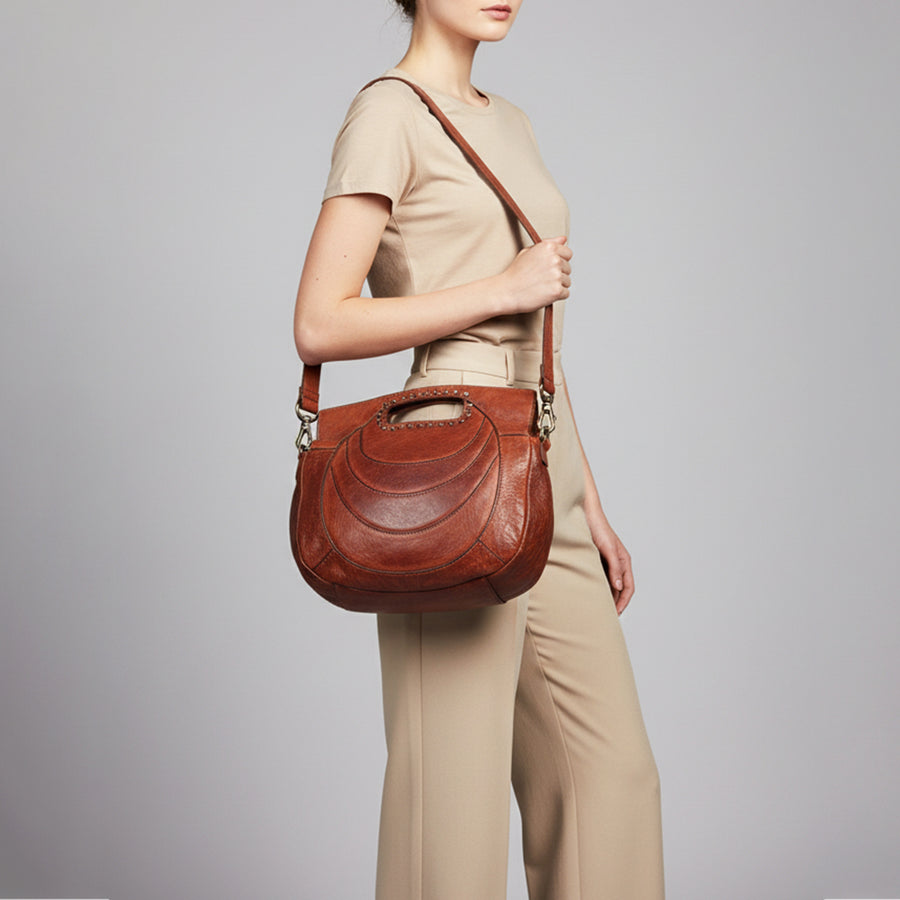 Spaghetti Western Swc173Cg Clutch Vintage Handmade Drum Dyed Genuine European Cowhide Leather Women Bag Western Handbag Purse