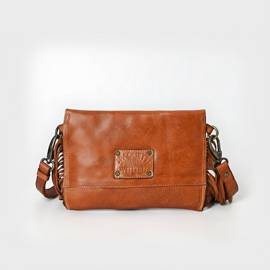 Spaghetti Western Swc147Tan Envelope Vintage Handmade Drum Dyed Genuine European Cowhide Leather Women Bag Western Handbag Purse