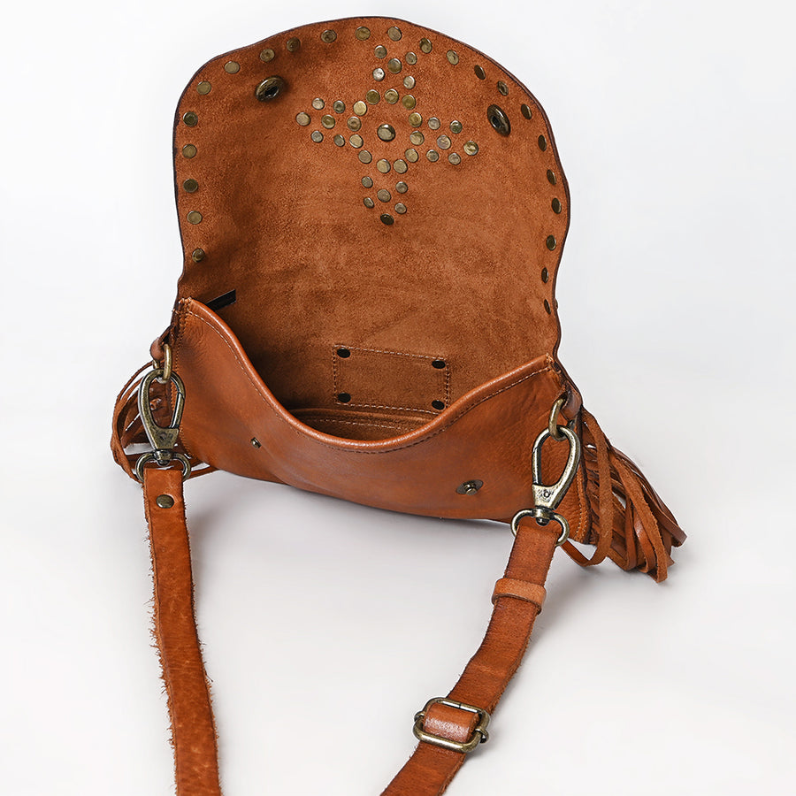 Spaghetti Western Swc147Tan Envelope Vintage Handmade Drum Dyed Genuine European Cowhide Leather Women Bag Western Handbag Purse