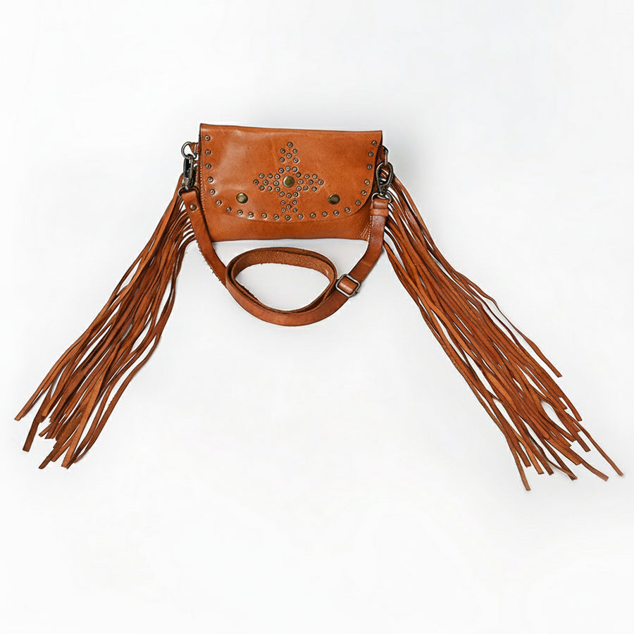 Spaghetti Western Swc147Tan Envelope Vintage Handmade Drum Dyed Genuine European Cowhide Leather Women Bag Western Handbag Purse