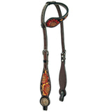 Bar H Equine American Leather Horse Saddle Tack One Ear Headstall | Breast Collar | Browband Headstall | Wither Strap | Tack Set for Horses BER112