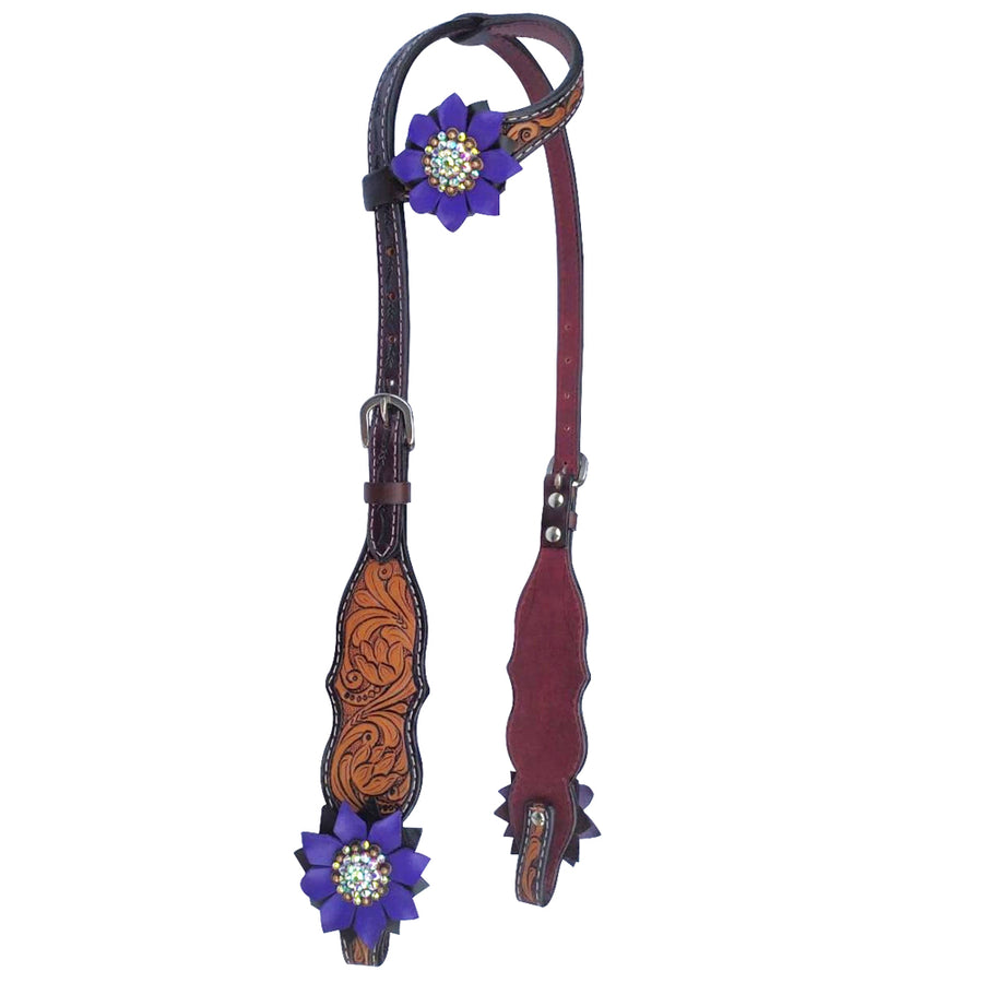Bar H Equine American Leather Horse Saddle Tack One Ear Headstall | Breast Collar Browband Wither Strap Set for - Uhorse