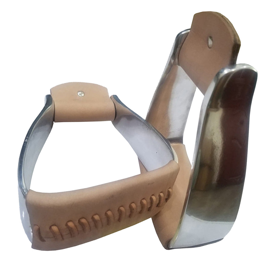 Bar H Equine Western Horse Heavy-Duty Genuine Leather Aluminum Stirrups - Uhorse