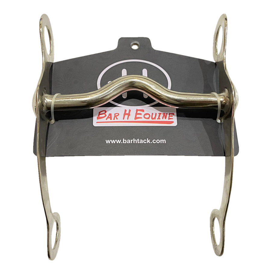 Bar H Equine curb bit with brass curved mouthpiece and stainless steel rings - Uhorse