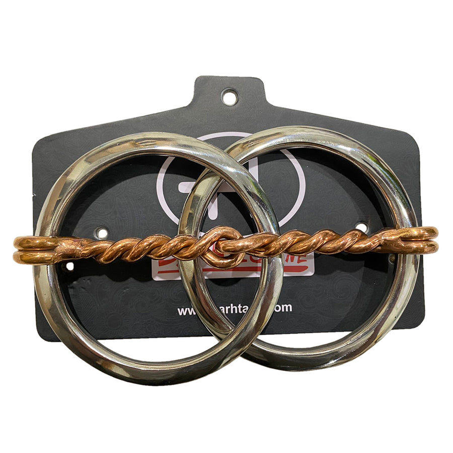 Twisted metal snaffle bit with brass rings - Uhorse