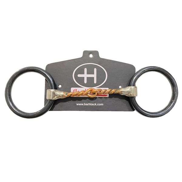 Bar H Equine twisted copper mouth horse bit with rings - Uhorse