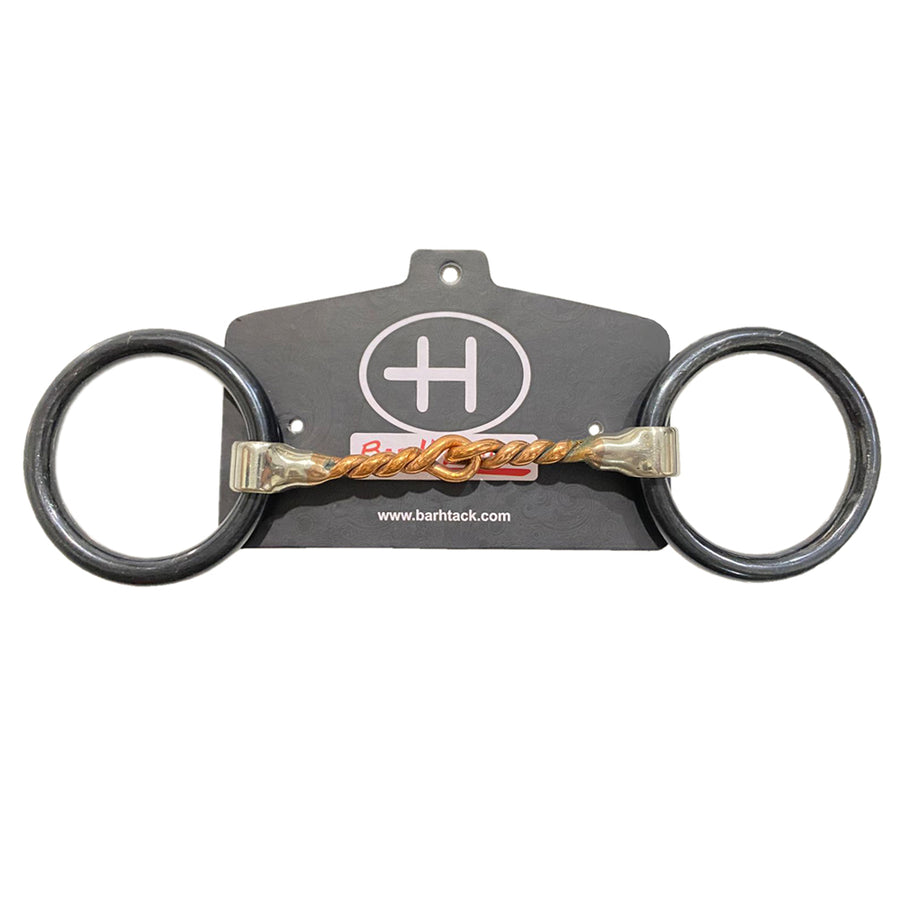 Bar H Equine twisted copper mouth horse bit with rings - Uhorse