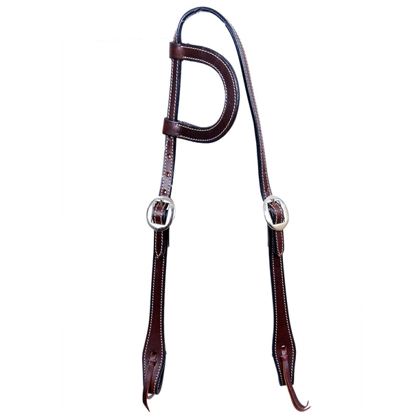 Bar H Equine Western Horse Genuine Leather Hand Tooled One Ear Headstall Dark Brown - Bar H Equine