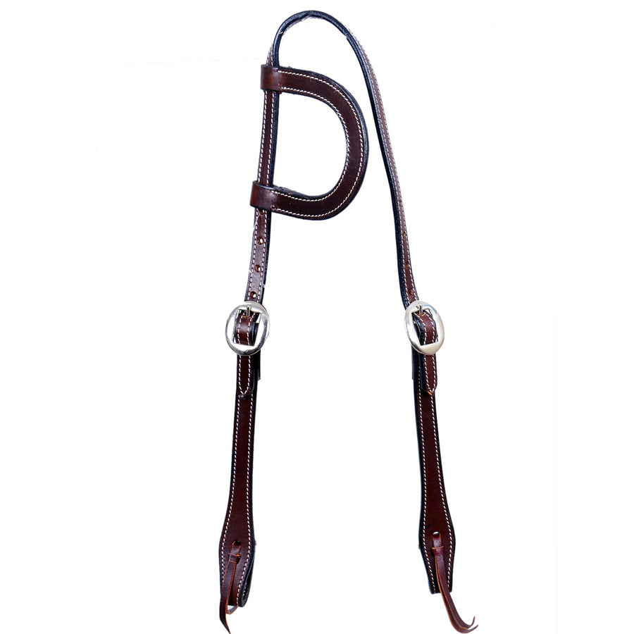 Bar H Equine Western Horse Genuine Leather Hand Tooled One Ear Headstall Dark Brown - Bar H Equine