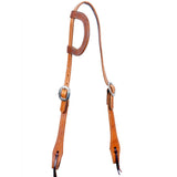 Bar H Equine Western Horse Genuine Leather Hand Tooled One Ear Headstall Dark Brown