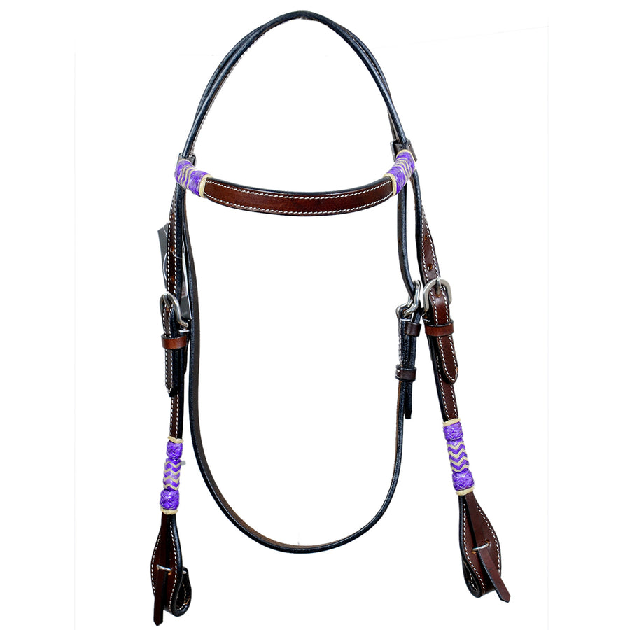 Bar H Equine Western Horse Rawhide Genuine American Leather Headstall - Uhorse