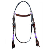 Bar H Equine Western Horse Rawhide Genuine American Leather Headstall - Uhorse