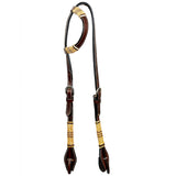 Bar H Equine Western Horse Genuine Leather Raw Hide One Ear Headstall Dark Brown