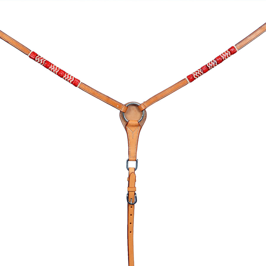 BAR H EQUINE Red Rawhide Horse Western Leather Breast Collar Tan - Bar H Equine