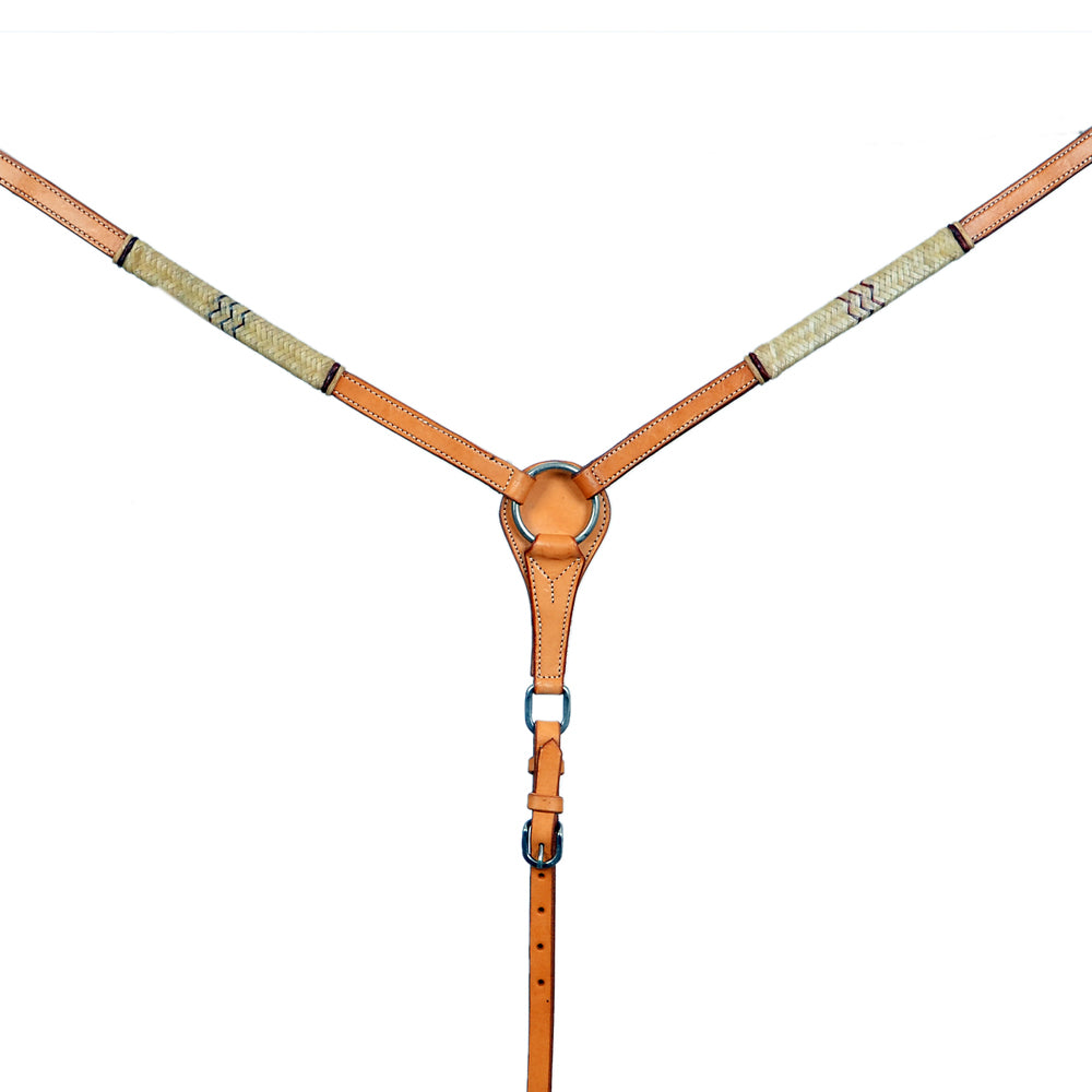 BAR H EQUINE Natural Rawhide Horse Western Leather Breast Collar Tan