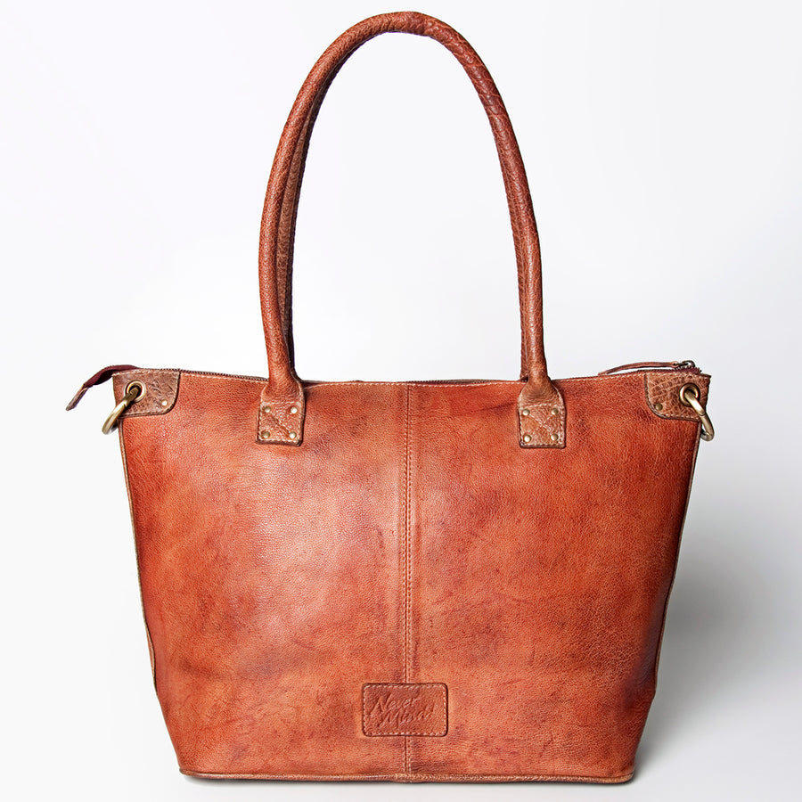 Never Mind Nmbgz120D Tote Vintage Handmade Genuine Cowhide Leather Women Bag Western Handbag Purse