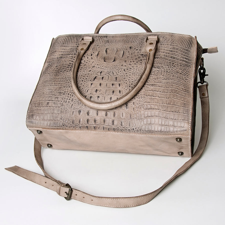 American Darling Tote Bag - Western Leather Hand Tooled Floral Carved Purse with Braided Detailing & Secure YKK Zipper