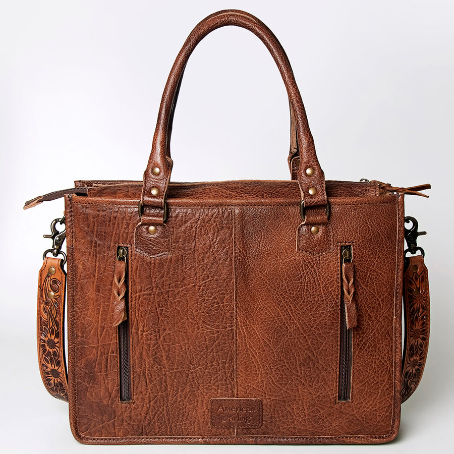 American Darling Briefcase Hand Tooled Hair On Genuine Leather Western Women Bag Handbag | for Cute Laptop