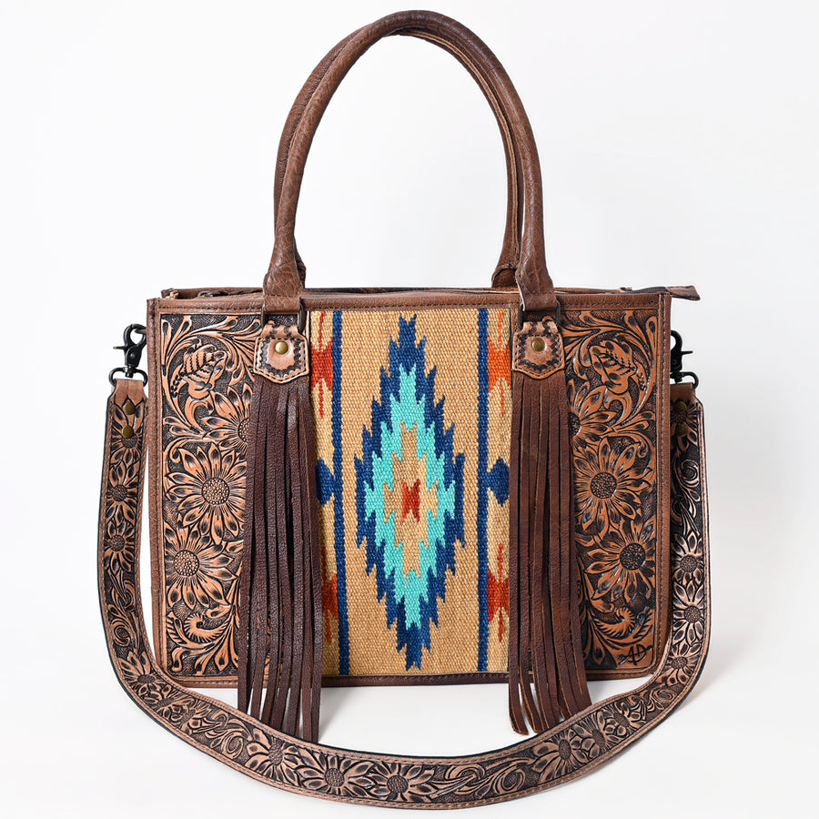 American Darling Briefcase Hand Tooled Hair On Genuine Leather Western Women Bag Handbag | for Cute Laptop