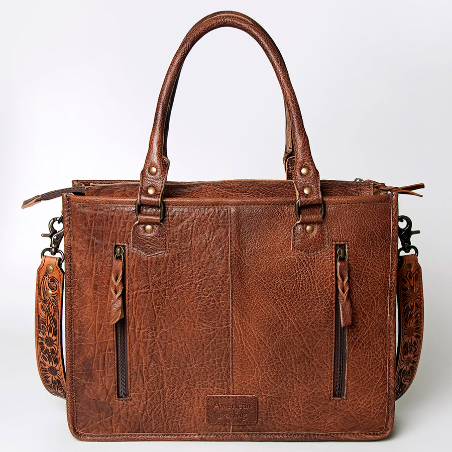 American Darling Briefcase Hand Tooled Hair On Genuine Leather Western Women Bag Handbag | for Cute Laptop