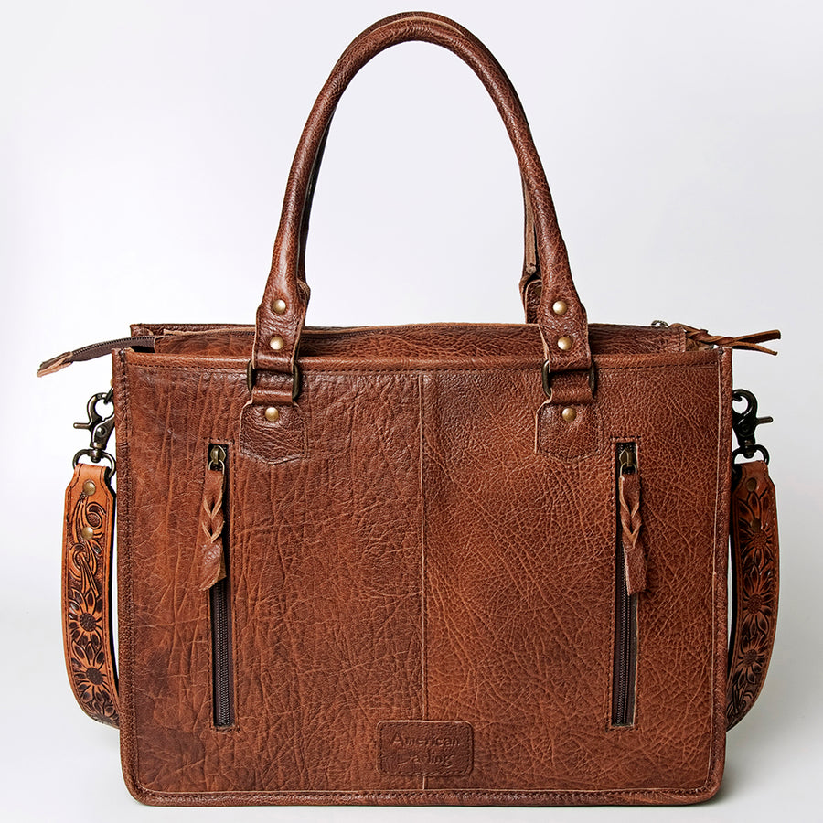 American Darling Briefcase Hand Tooled Hair On Genuine Leather Western Women Bag Handbag | for Cute Laptop