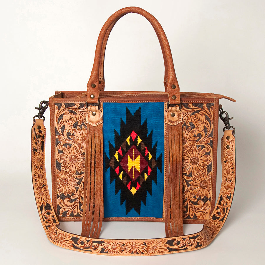 American Darling Briefcase Hand Tooled Hair On Genuine Leather Western Women Bag Handbag | for Cute Laptop