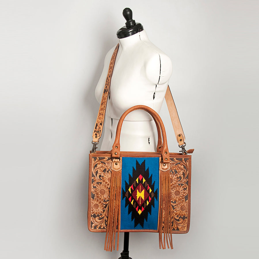 American Darling Briefcase Hand Tooled Hair On Genuine Leather Western Women Bag Handbag | for Cute Laptop