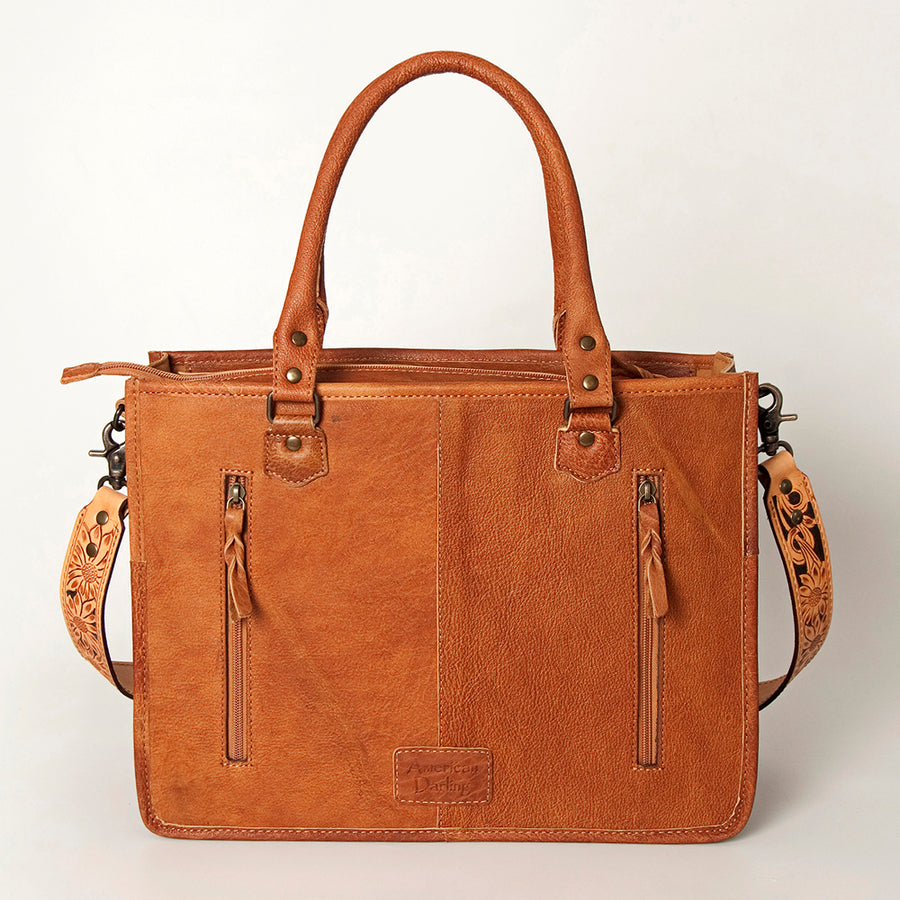 American Darling Briefcase Hand Tooled Hair On Genuine Leather Western Women Bag Handbag | for Cute Laptop