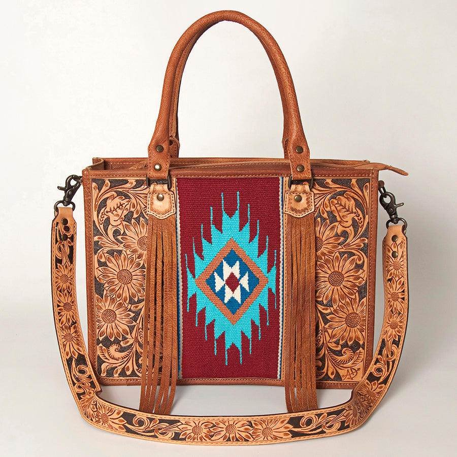 American Darling Briefcase Hand Tooled Hair On Genuine Leather Western Women Bag Handbag | for Cute Laptop