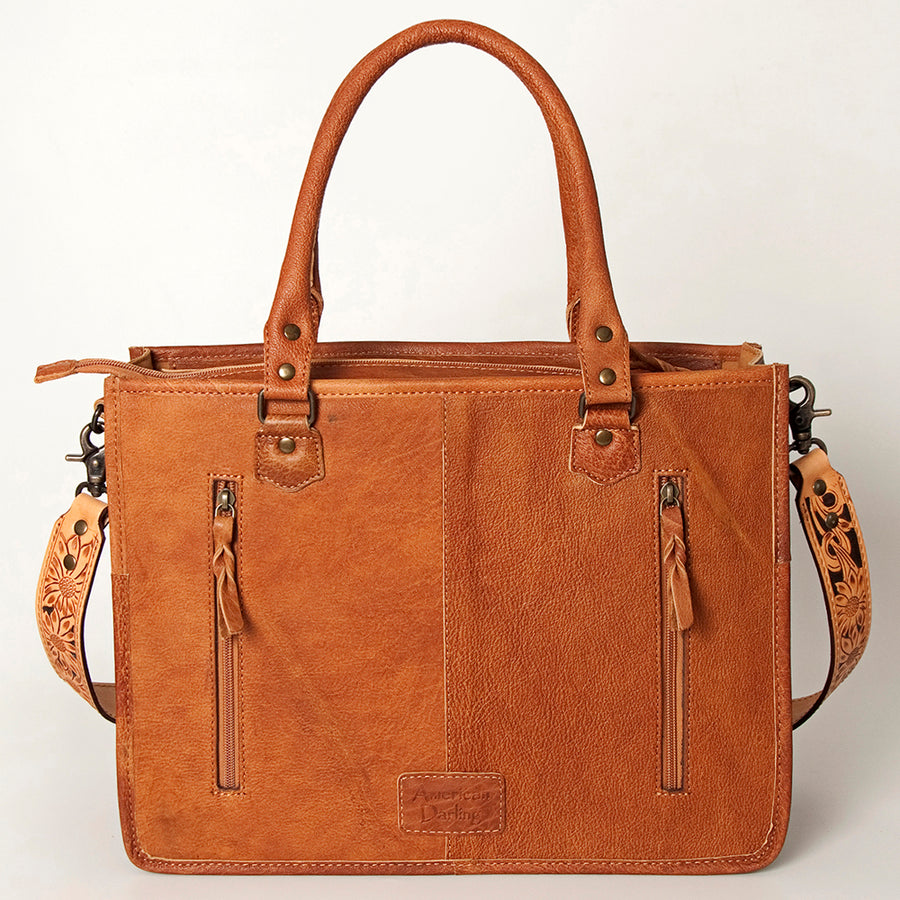 American Darling Briefcase Hand Tooled Hair On Genuine Leather Western Women Bag Handbag | for Cute Laptop