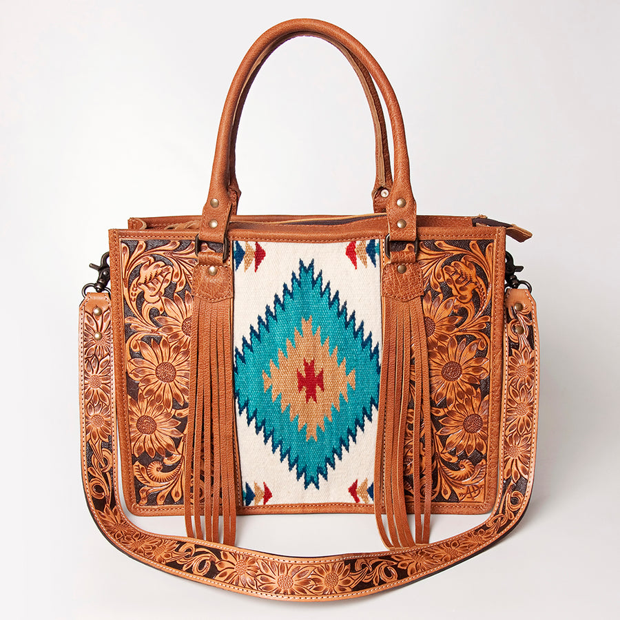 American Darling Briefcase Hand Tooled Hair On Genuine Leather Western Women Bag Handbag | for Cute Laptop
