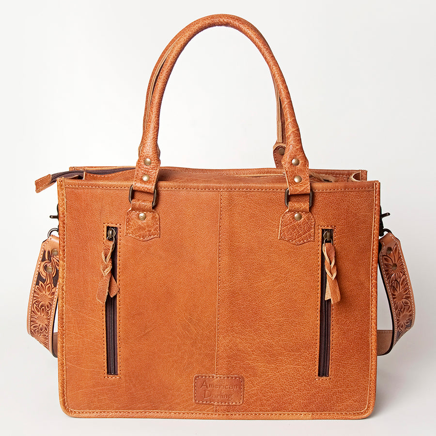 American Darling Briefcase Hand Tooled Hair On Genuine Leather Western Women Bag Handbag | for Cute Laptop