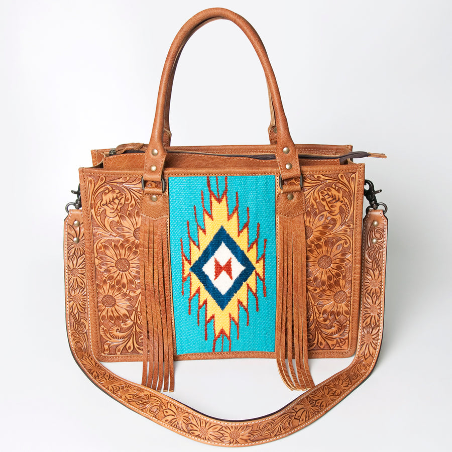 American Darling Briefcase Hand Tooled Hair On Genuine Leather Western Women Bag Handbag | for Cute Laptop