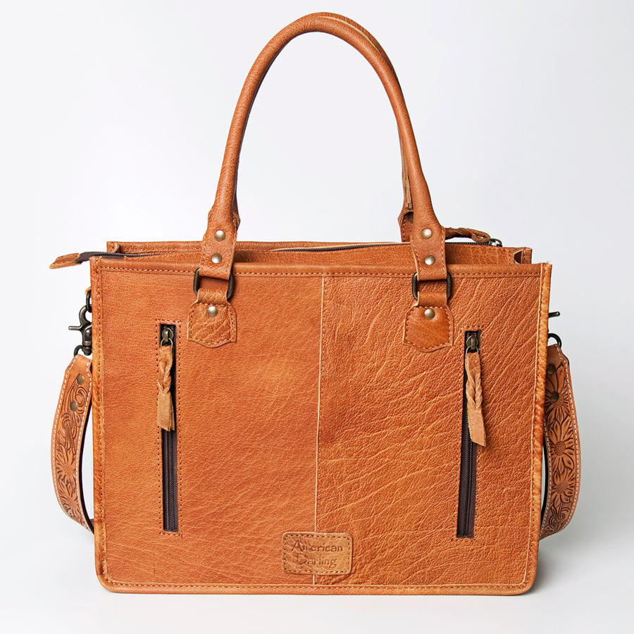American Darling Briefcase Hand Tooled Hair On Genuine Leather Western Women Bag Handbag | for Cute Laptop
