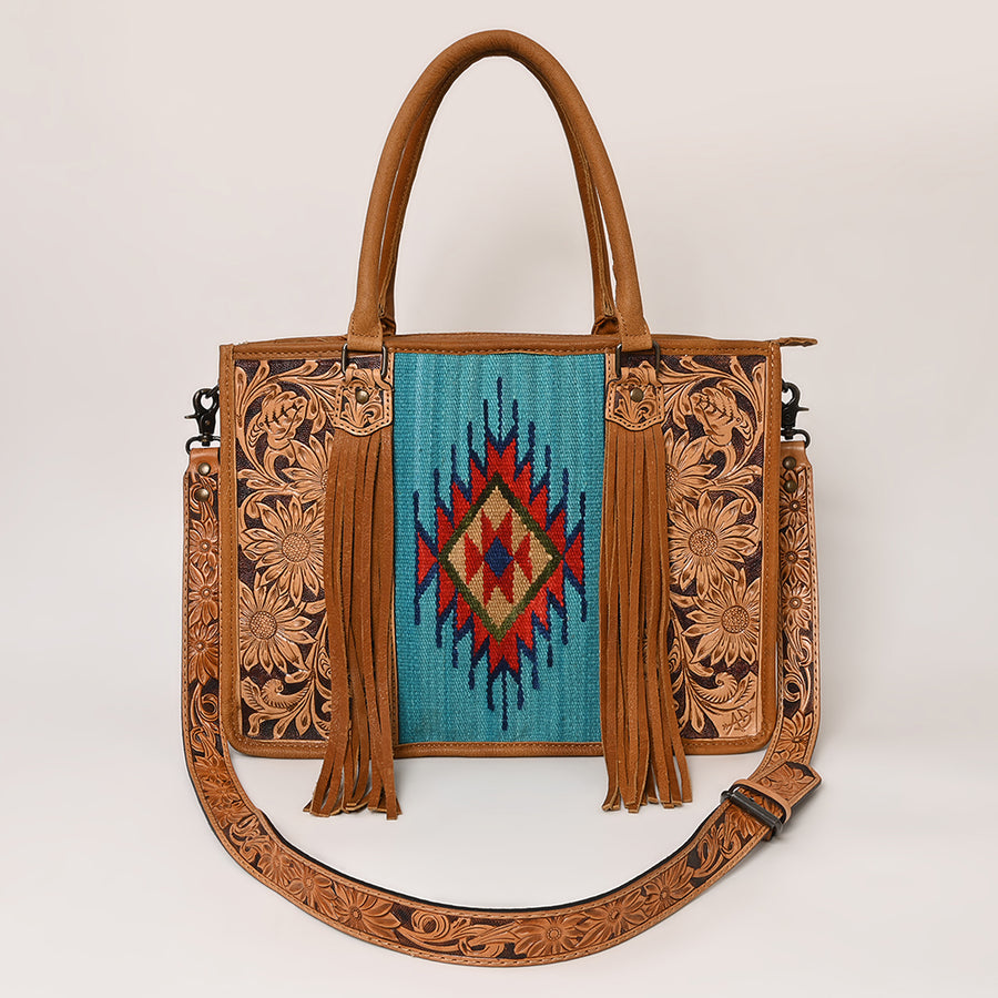 American Darling Briefcase Hand Tooled Hair On Genuine Leather Western Women Bag Handbag | for Cute Laptop