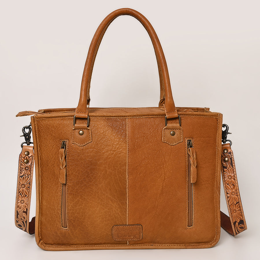 American Darling Briefcase Hand Tooled Hair On Genuine Leather Western Women Bag Handbag | for Cute Laptop