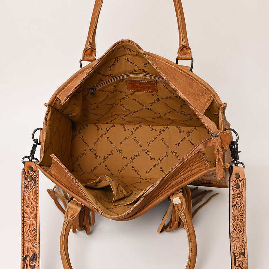 American Darling Briefcase Hand Tooled Hair On Genuine Leather Western Women Bag Handbag | for Cute Laptop