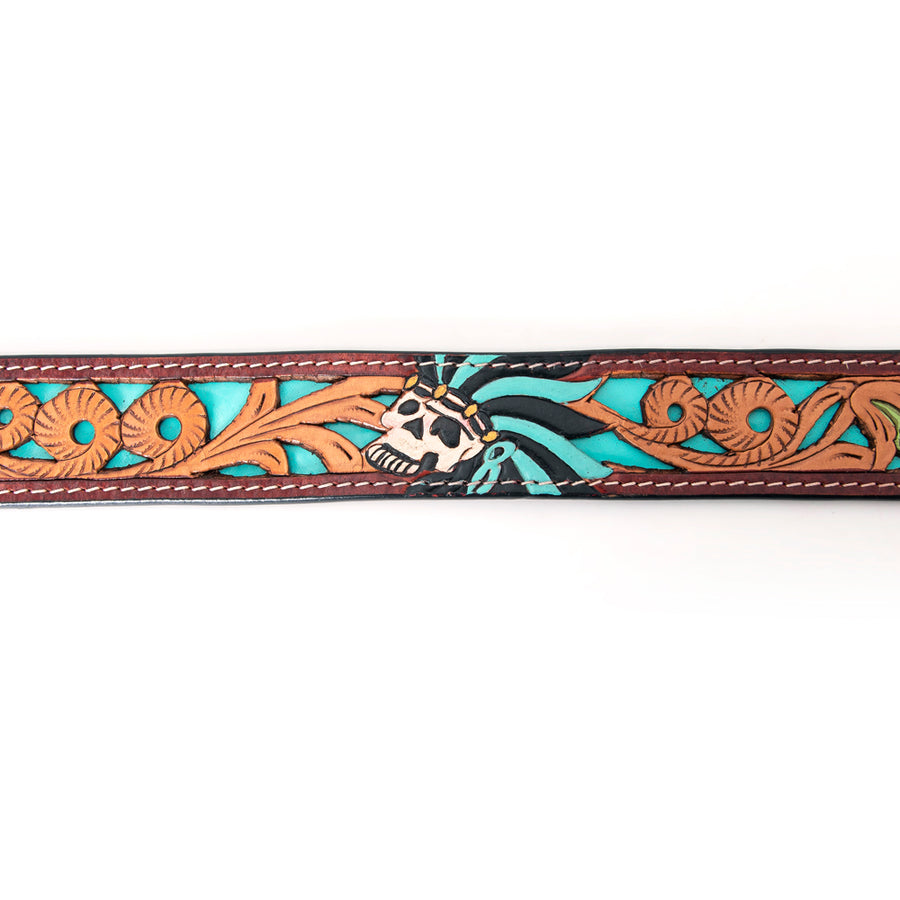 American Darling Beautifully Hand Tooled Tan Genuine Leather Belt Men and Women Western with Removable Buckle
