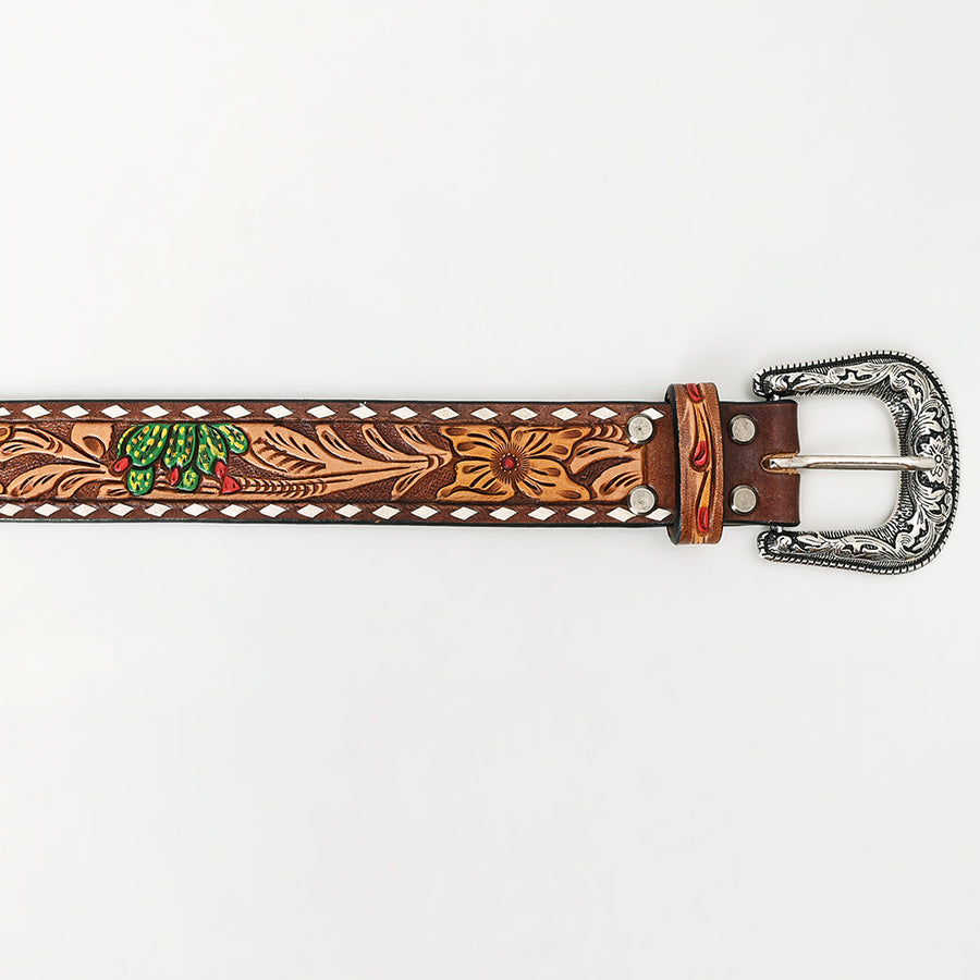 American Darling Beautifully Hand Tooled Tan Genuine Leather Belt Men and Women Western with Removable Buckle