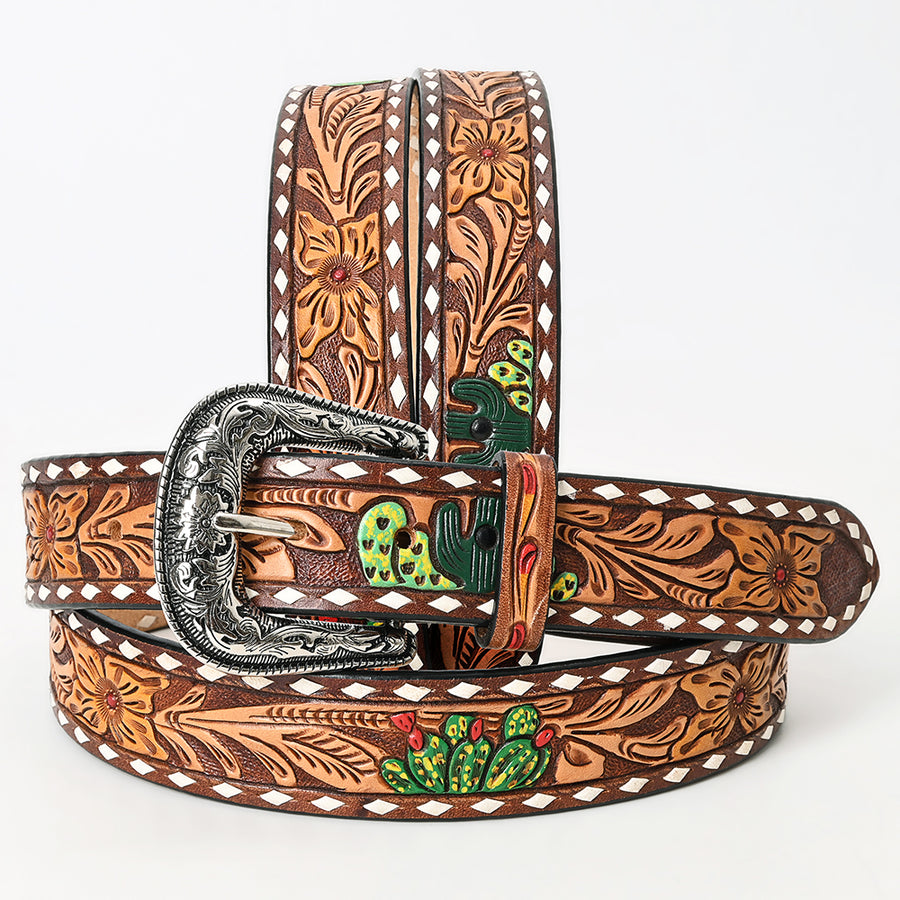 Beautifully Hand Tooled Hand Painted Genuine American Leather Belt Men and Women Bling - Uhorse