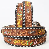 American Darling ADBLF130-L Beautifully Hand Tooled Genuine American Leather Belt Men and  Women