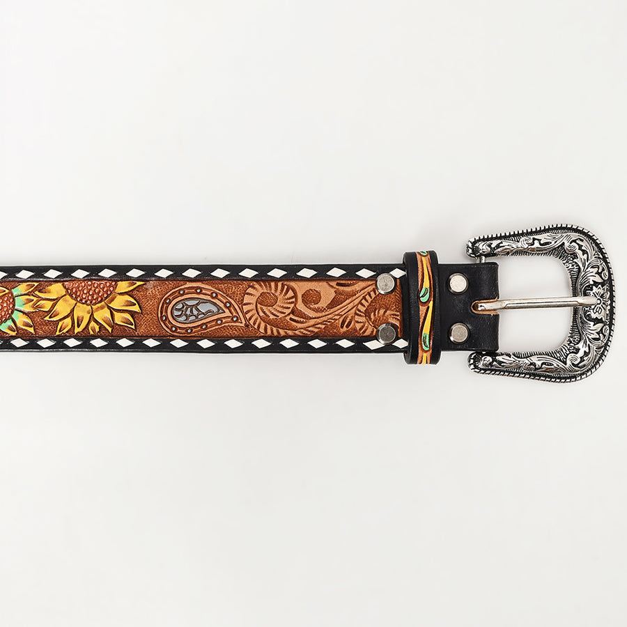 American Darling Beautifully Hand Tooled Tan Genuine Leather Belt Men and Women Western with Removable Buckle