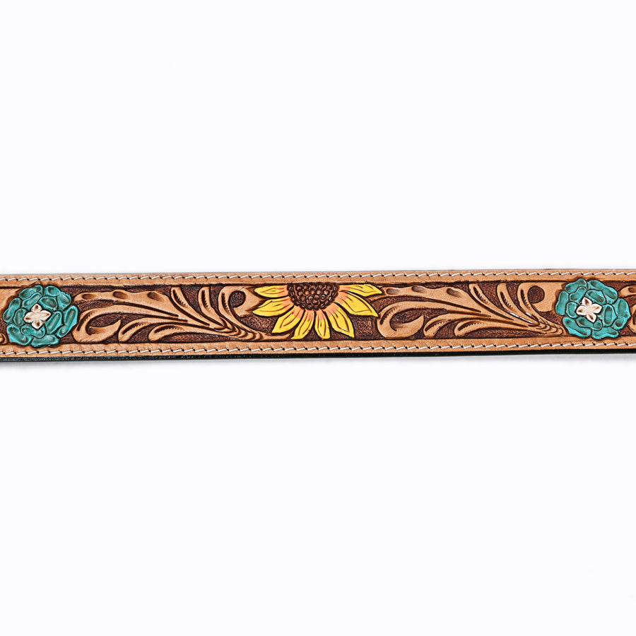 American Darling Beautifully Hand Tooled Tan Genuine Leather Belt Men and Women Western with Removable Buckle