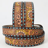 American Darling ADBLF132-L Beautifully Hand Tooled Genuine American Leather Belt Men and  Women